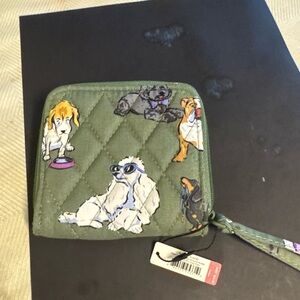 Vera Bradley Green Quilted Zip Card Wallet